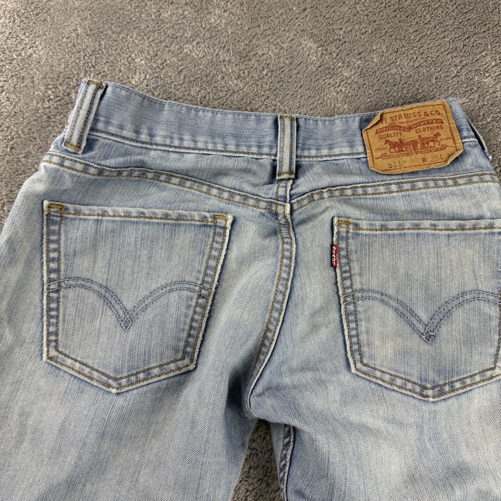 Levis 511 Slim Fit Skinny Jeans Mens 29x32 Blue Light Wash Low Rise - Picture 15 of 16